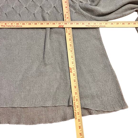 Sundance Sweater Women Size L Gray Ruffle Relaxed Lightweight Mohair Open Knit - Picture 3 of 5